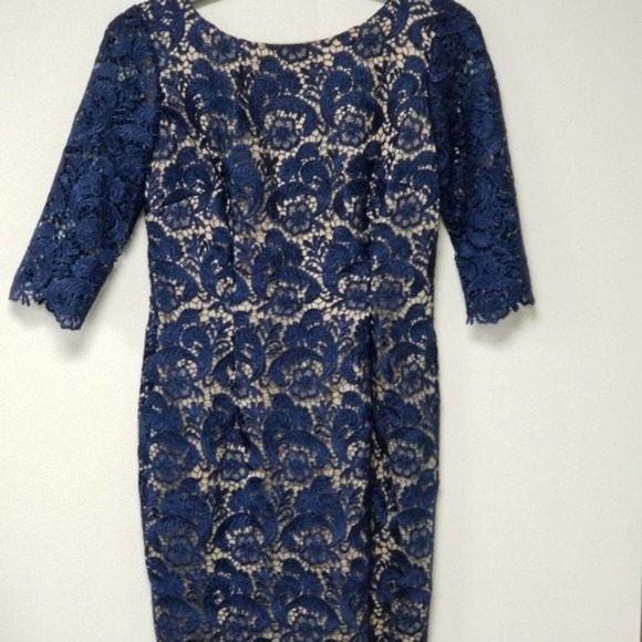 Eliza J Royal Collection Embroidered Floral Lace V Back Sheath Dress Size 12 - Picture 6 of 7